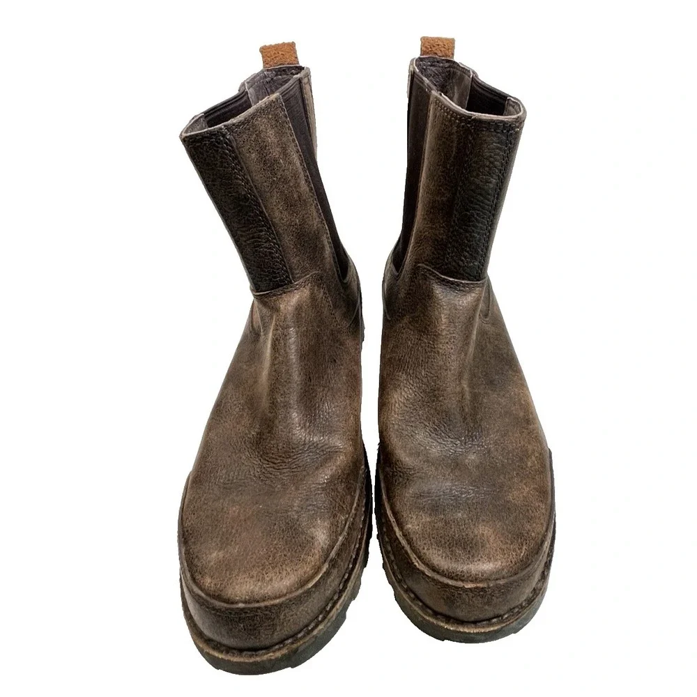 UGG Mens Herrick Chelsea Boots Dark Brown Leather Mens Size 12‎ Pull On Rugged